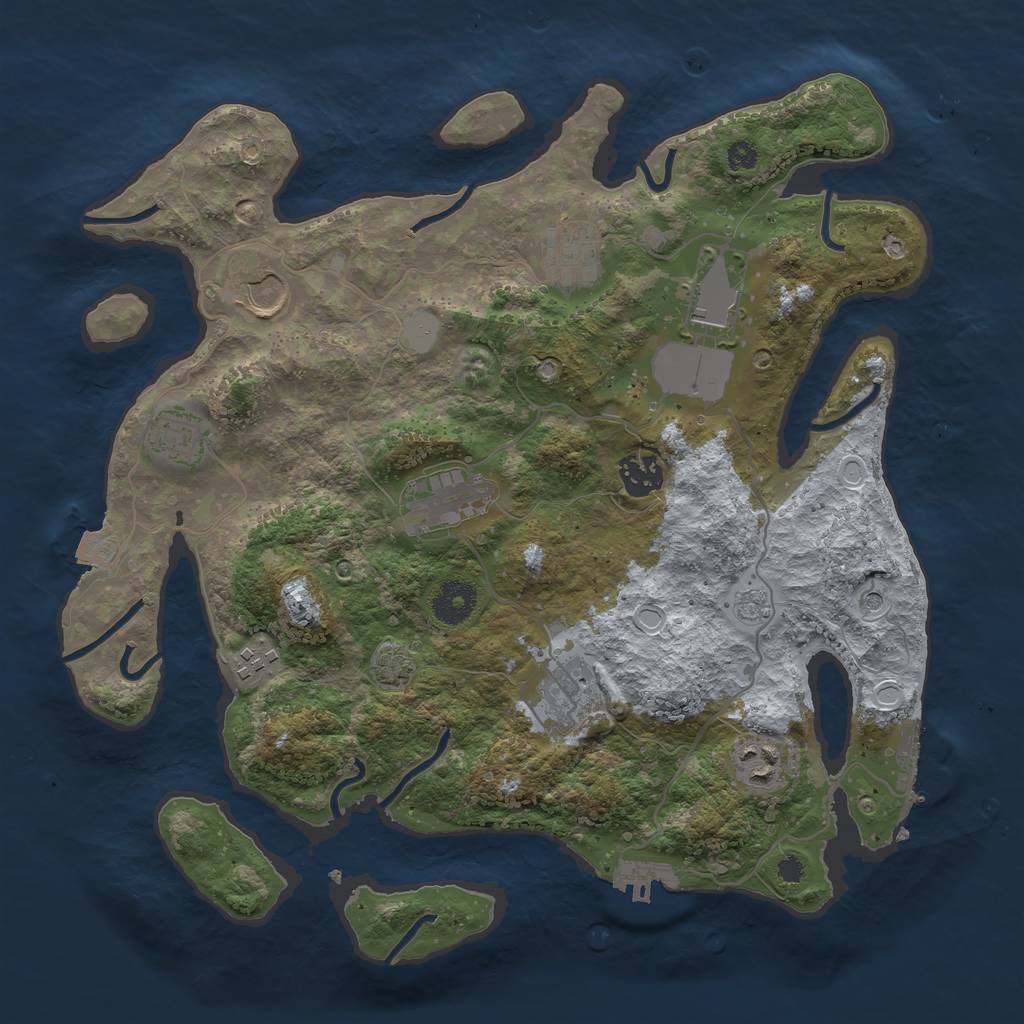 Rust Map: Procedural Map, Size: 3500, Seed: 1184809679, 17 Monuments
