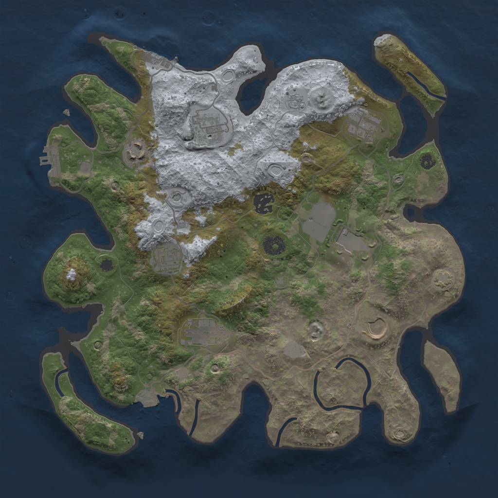 Rust Map: Procedural Map, Size: 3500, Seed: 1795300957, 16 Monuments