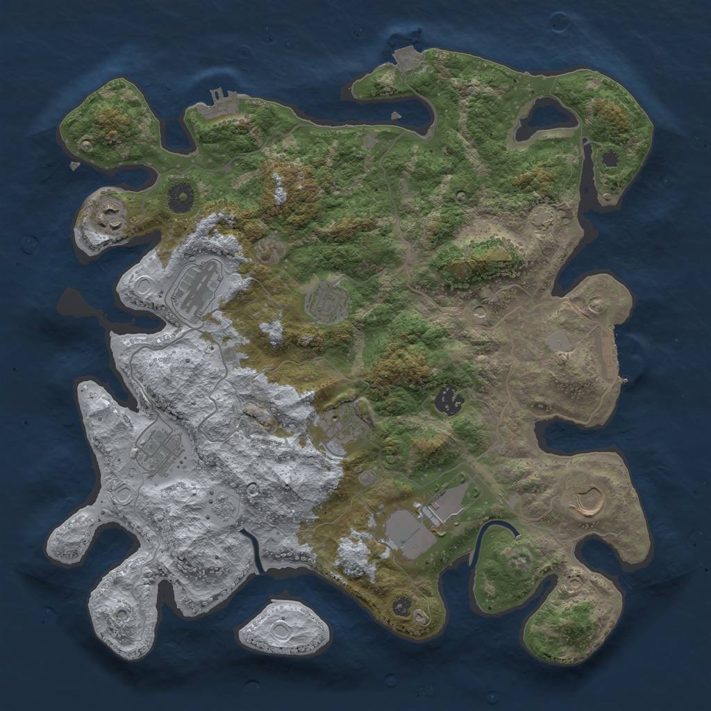 Rust Map: Procedural Map, Size: 3700, Seed: 475364637, 16 Monuments