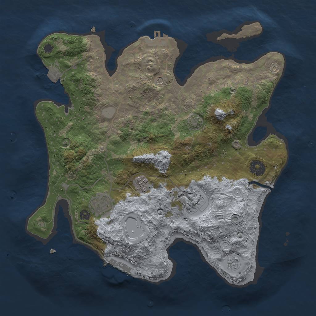 Rust Map: Procedural Map, Size: 3000, Seed: 1044002338, 11 Monuments