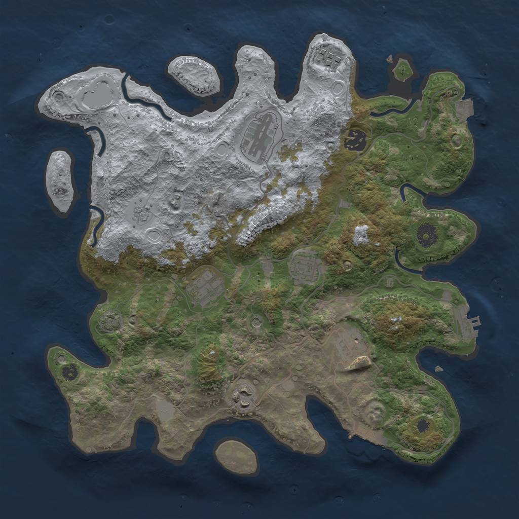 Rust Map: Procedural Map, Size: 3450, Seed: 8471051, 15 Monuments