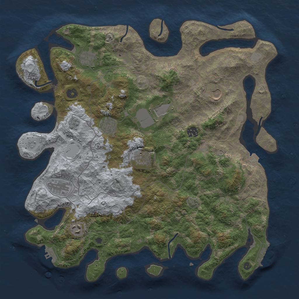 Rust Map: Procedural Map, Size: 4096, Seed: 1217195, 17 Monuments