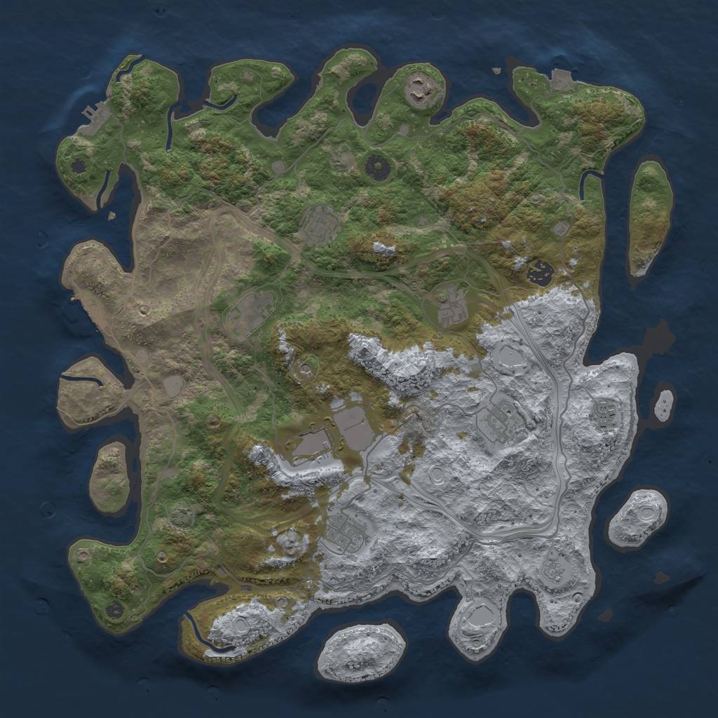 Rust Map: Procedural Map, Size: 4250, Seed: 576759443, 17 Monuments