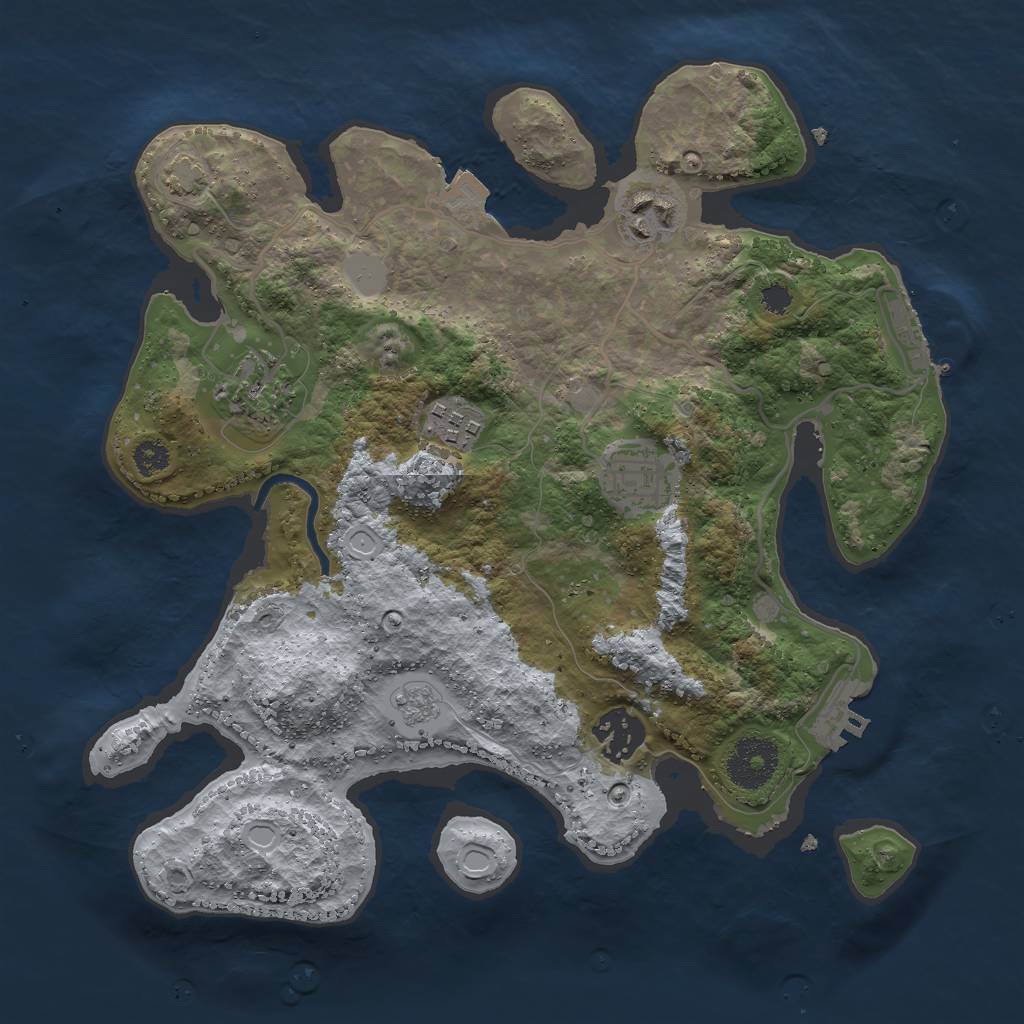 Rust Map: Procedural Map, Size: 3000, Seed: 524751, 12 Monuments