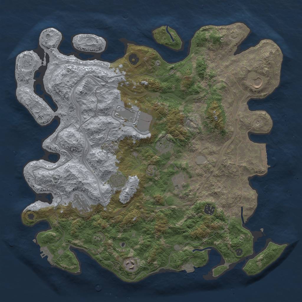 Rust Map: Procedural Map, Size: 4250, Seed: 516077686, 17 Monuments