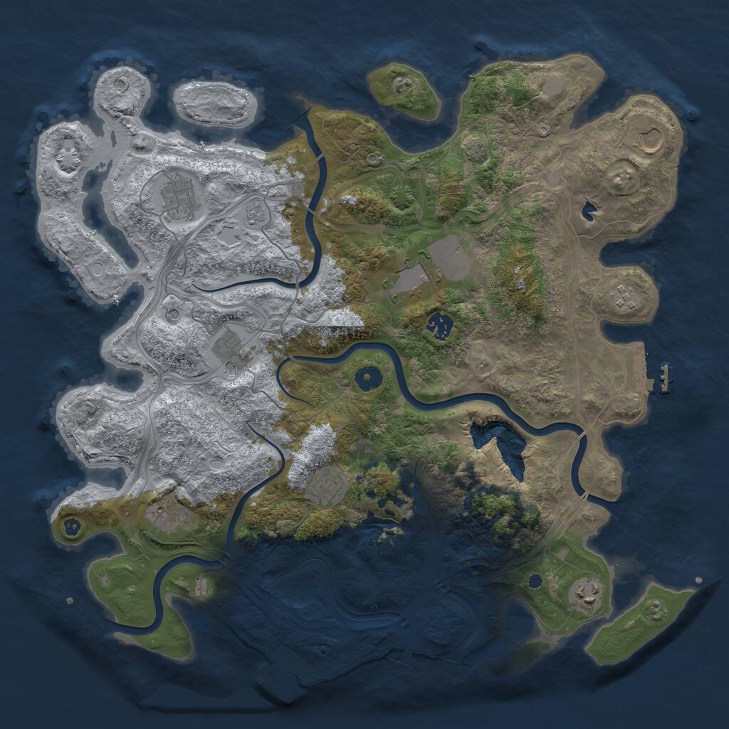 Rust Map: Procedural Map, Size: 4250, Seed: 516077686, 15 Monuments