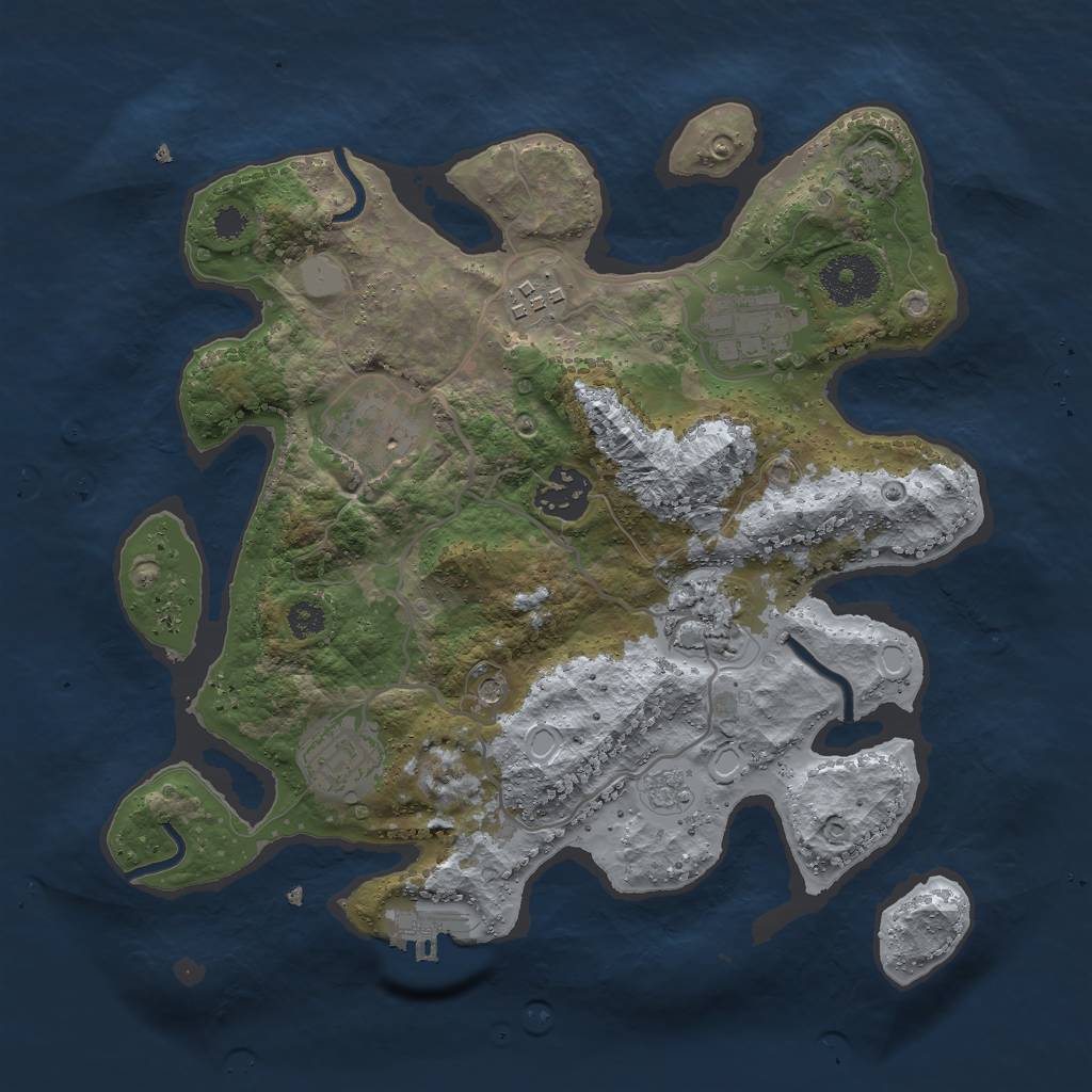 Rust Map: Procedural Map, Size: 3000, Seed: 2093234221, 13 Monuments
