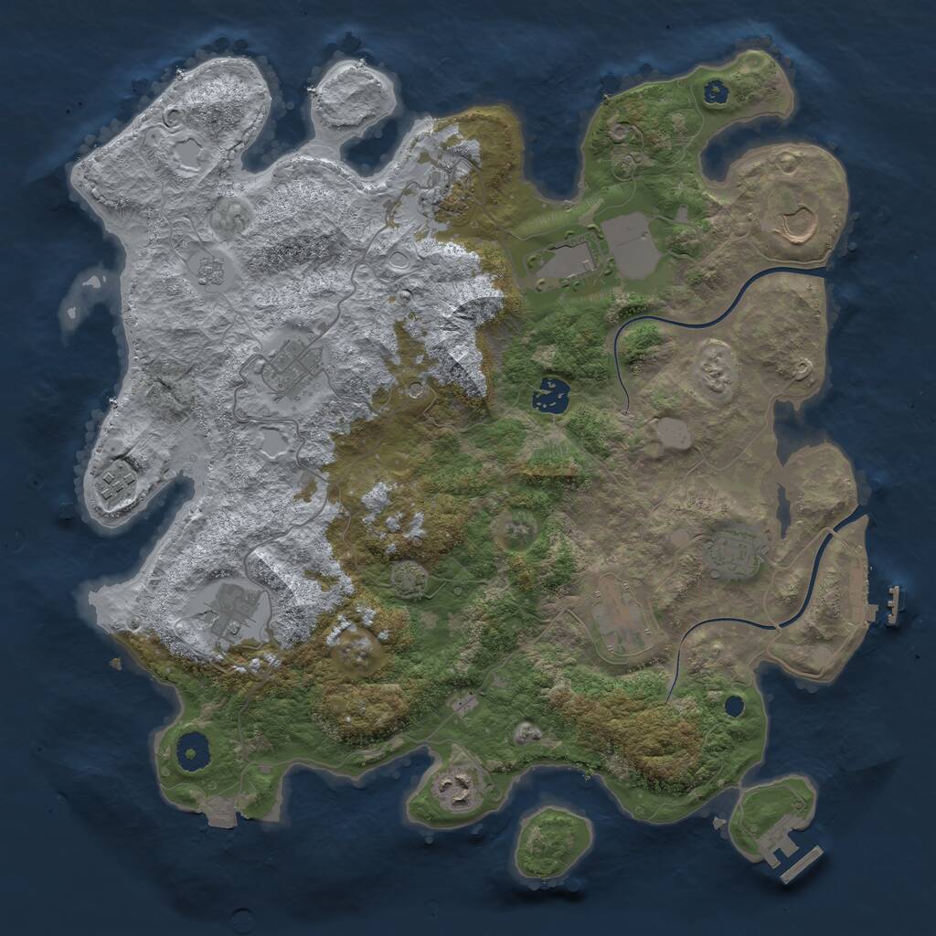 Rust Map: Procedural Map, Size: 3800, Seed: 781702373, 16 Monuments