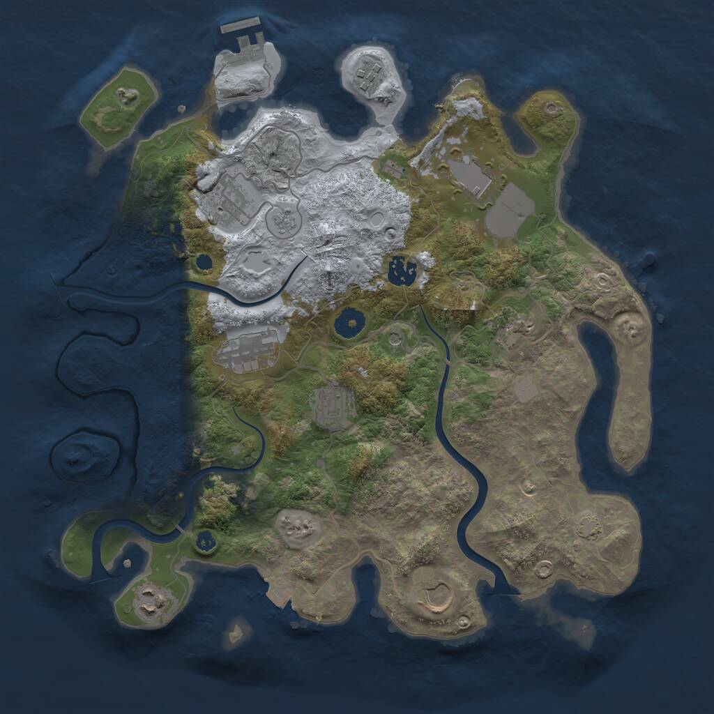 Rust Map: Procedural Map, Size: 3600, Seed: 2090378, 14 Monuments