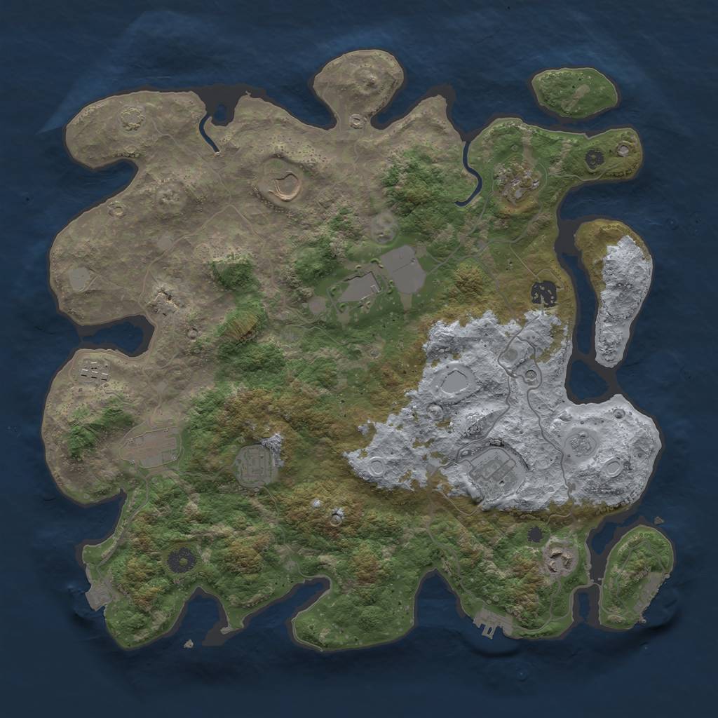 Rust Map: Procedural Map, Size: 3950, Seed: 5042003, 17 Monuments