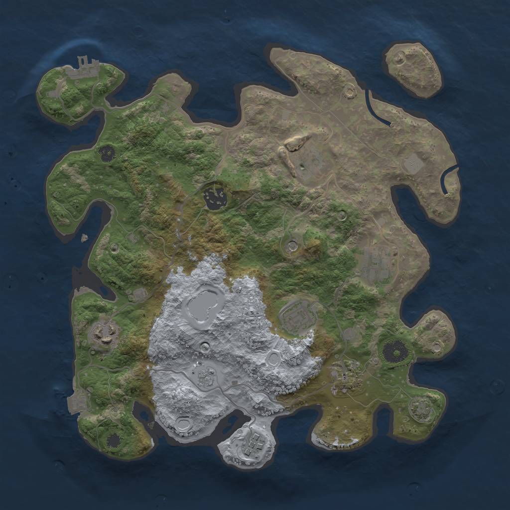 Rust Map: Procedural Map, Size: 3250, Seed: 1367522457, 14 Monuments