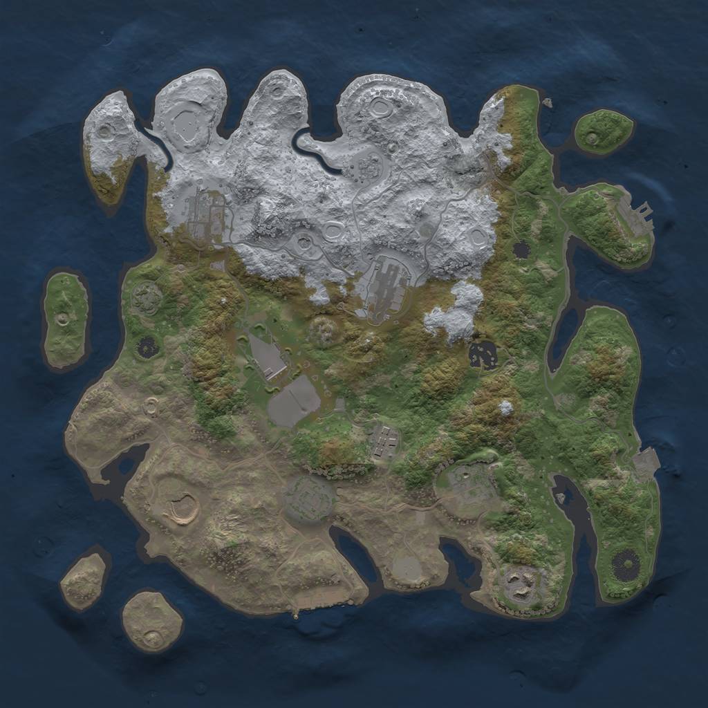 Rust Map: Procedural Map, Size: 3500, Seed: 755432738, 17 Monuments
