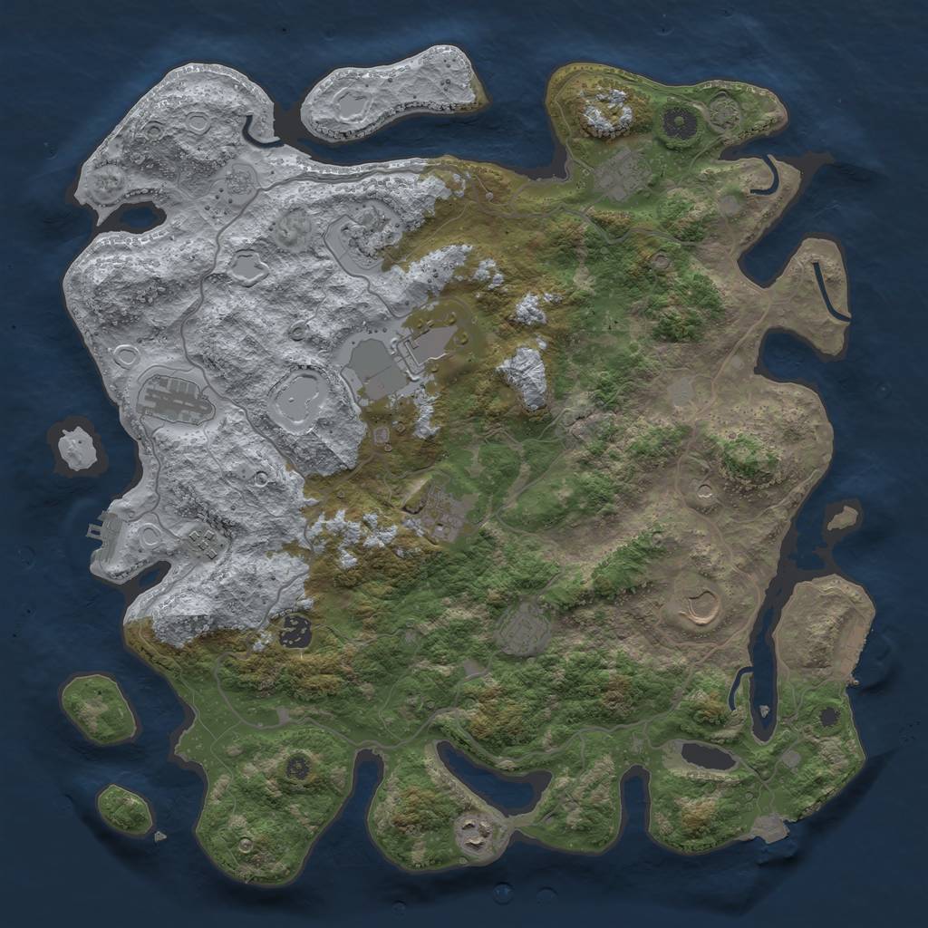 Rust Map: Procedural Map, Size: 4100, Seed: 3185881, 18 Monuments
