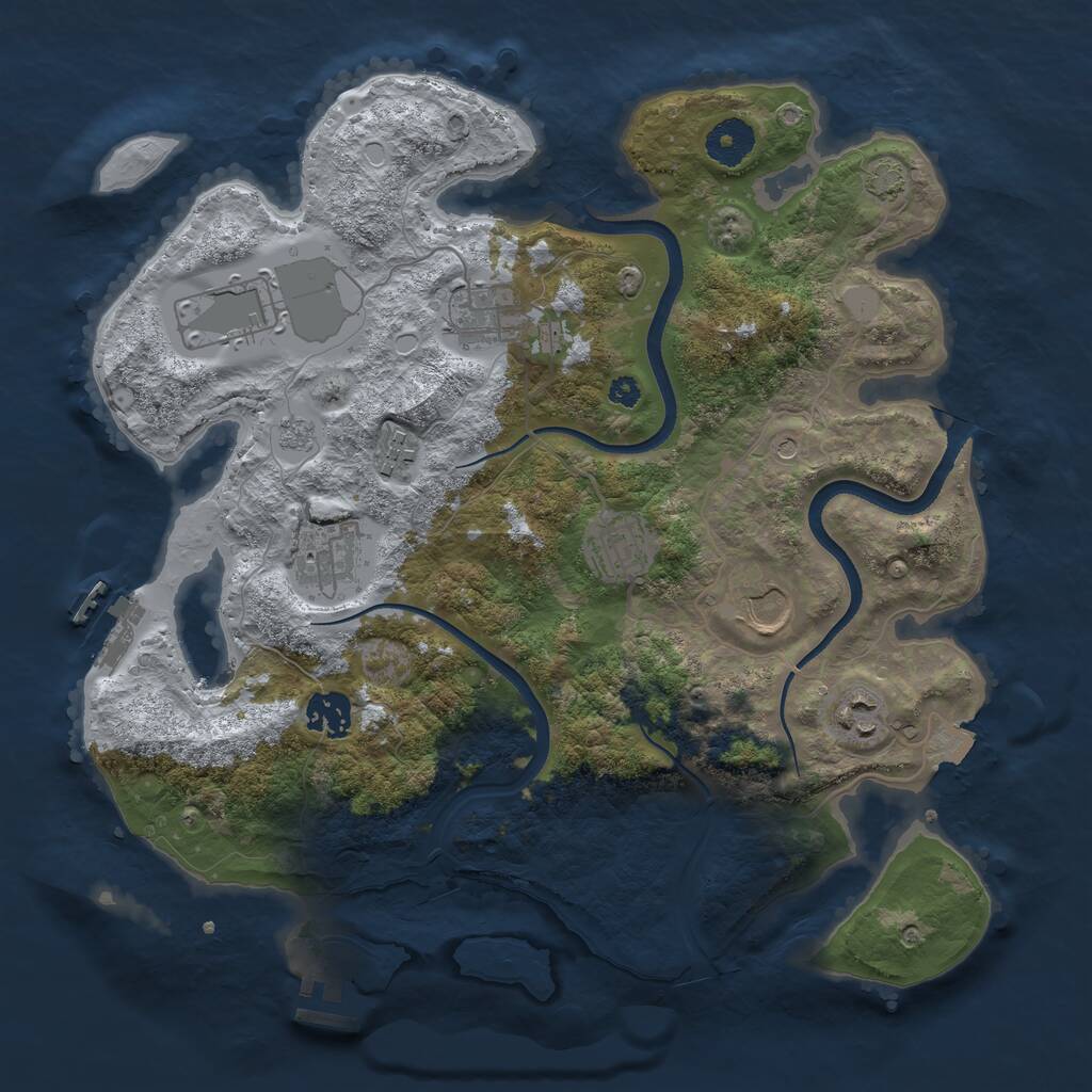 Rust Map: Procedural Map, Size: 3500, Seed: 1092023, 14 Monuments