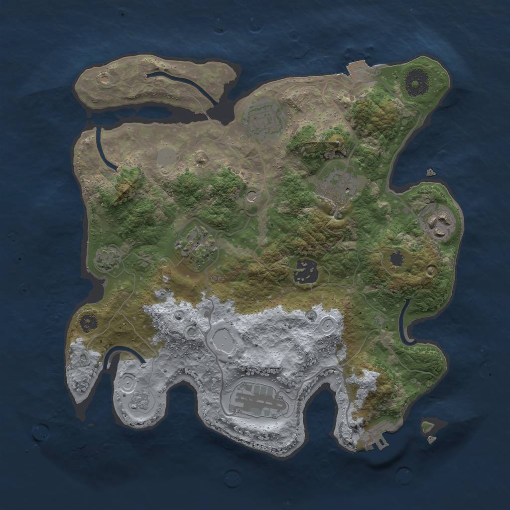 Rust Map: Procedural Map, Size: 3000, Seed: 1833921885, 13 Monuments