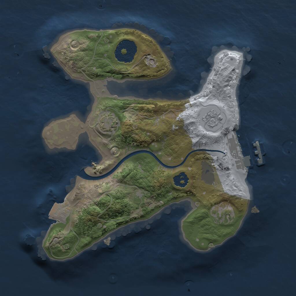 Rust Map: Procedural Map, Size: 2000, Seed: 346634, 4 Monuments