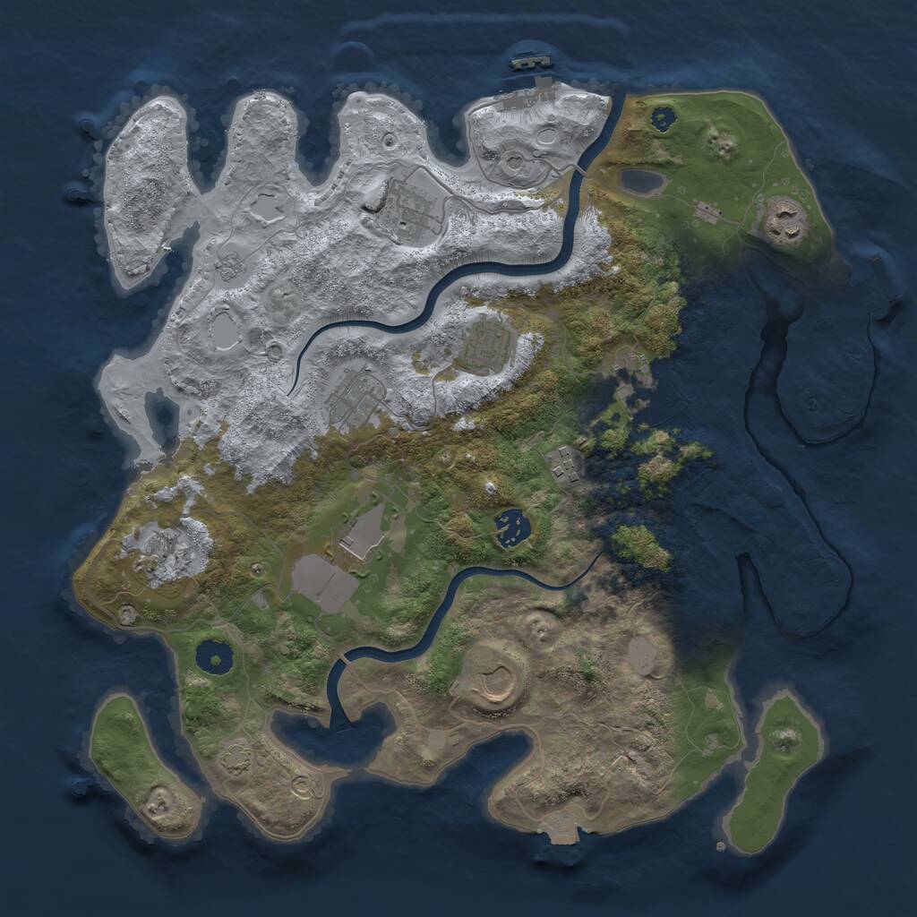 Rust Map: Procedural Map, Size: 3750, Seed: 456456, 16 Monuments