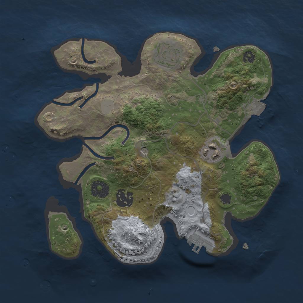 Rust Map: Procedural Map, Size: 2500, Seed: 2007116580, 8 Monuments