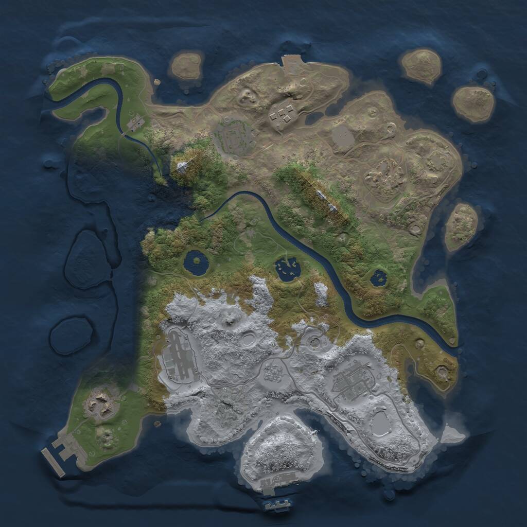 Rust Map: Procedural Map, Size: 3200, Seed: 9058372, 13 Monuments