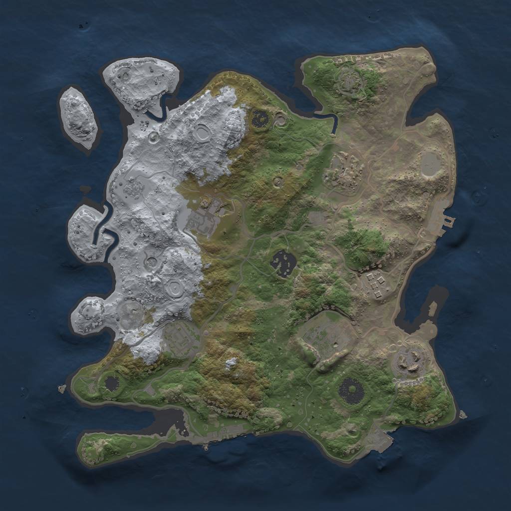 Rust Map: Procedural Map, Size: 3000, Seed: 51050, 15 Monuments