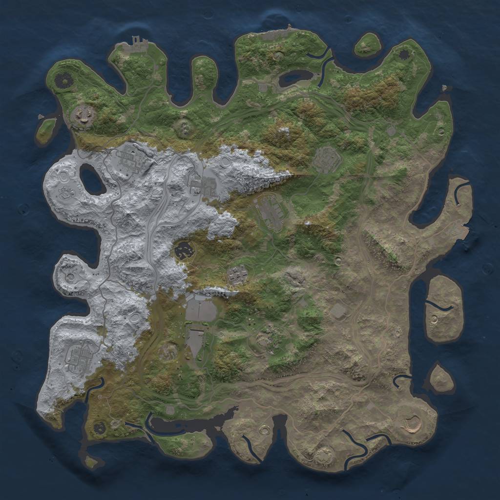 Rust Map: Procedural Map, Size: 4250, Seed: 38092232, 19 Monuments