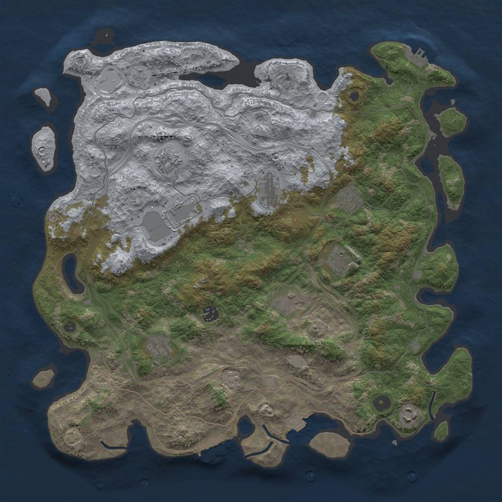Rust Map: Procedural Map, Size: 4500, Seed: 1895669389, 18 Monuments