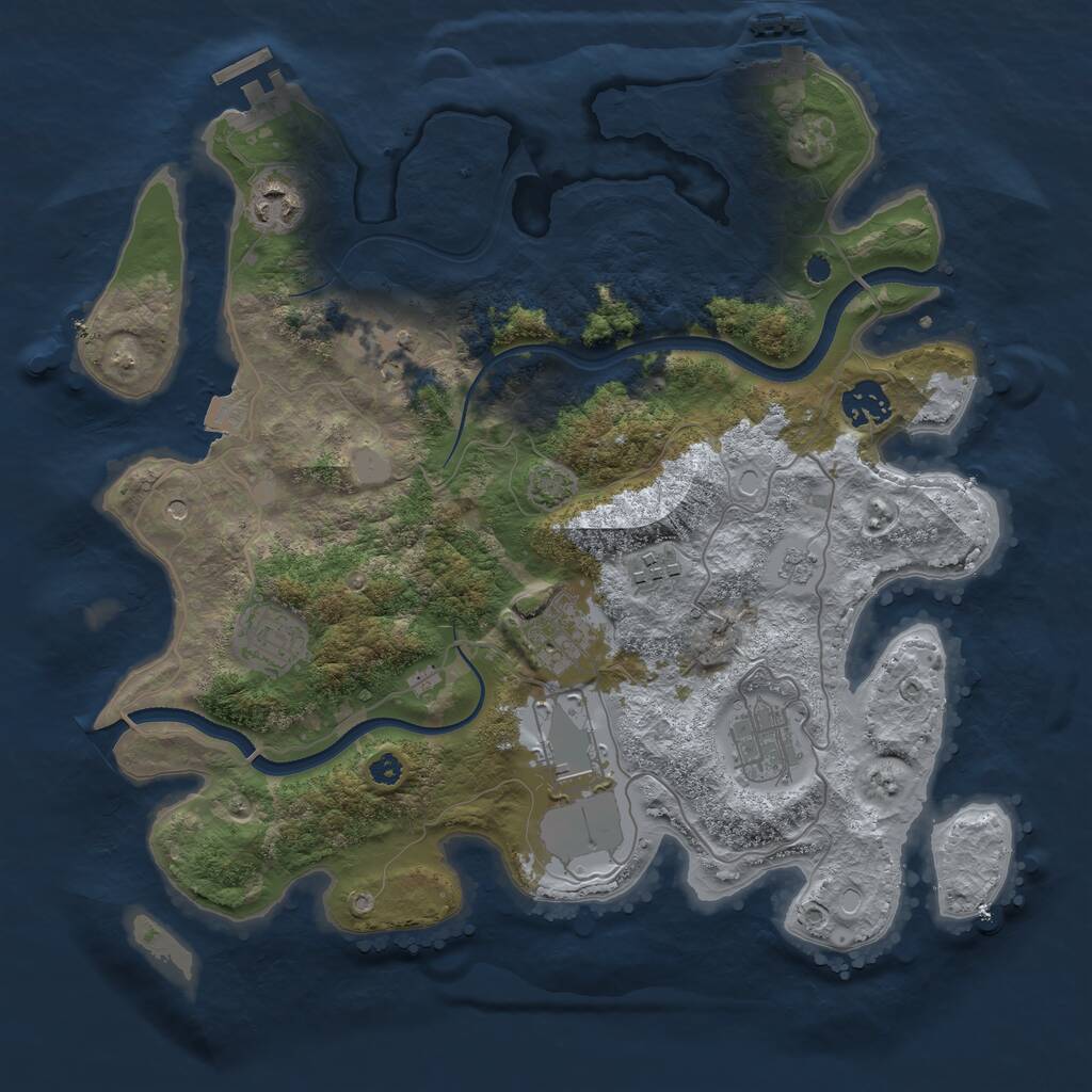Rust Map: Procedural Map, Size: 3500, Seed: 1078895535, 14 Monuments