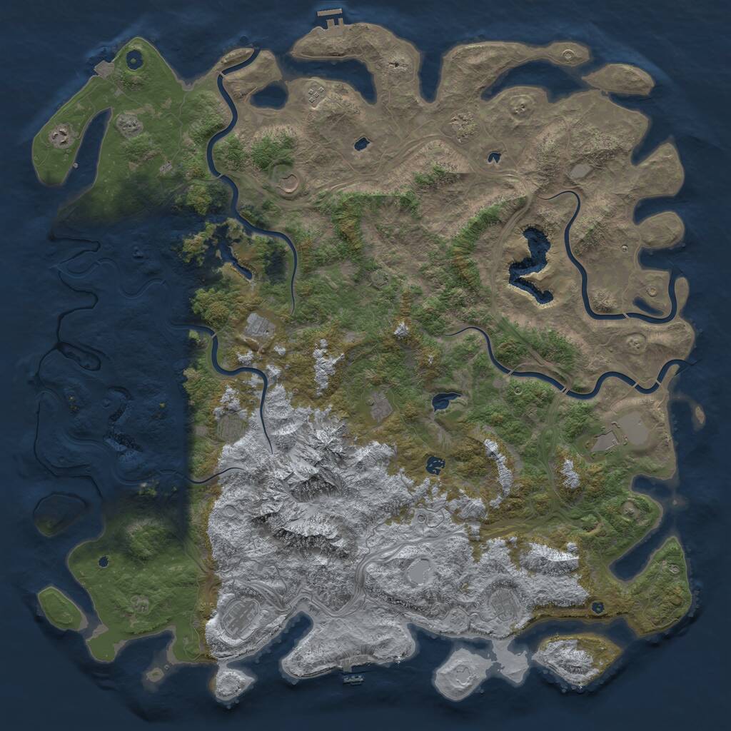 Rust Map: Procedural Map, Size: 6000, Seed: 121590440, 17 Monuments