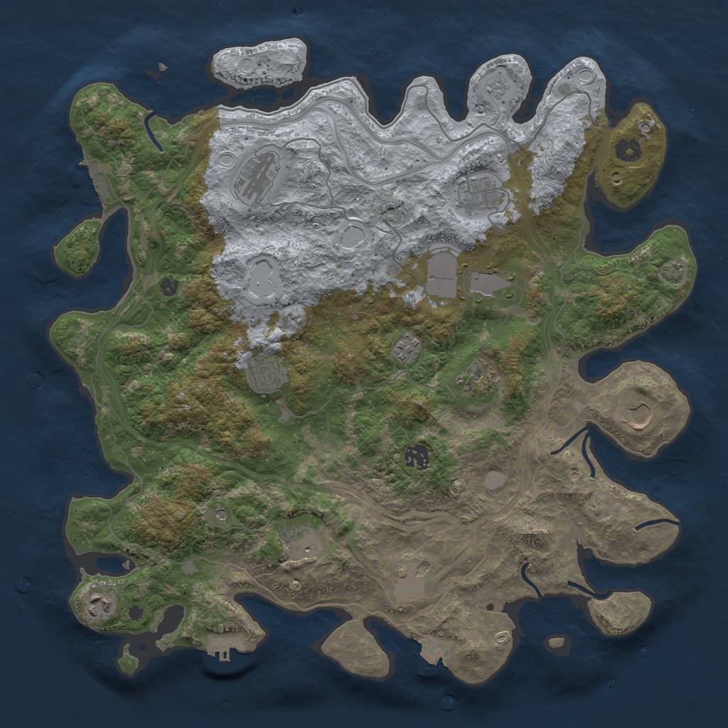 Rust Map: Procedural Map, Size: 4250, Seed: 57947056, 19 Monuments