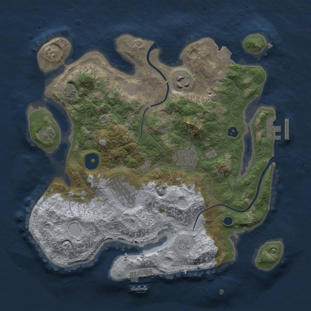 Rust Map: Procedural Map, Size: 3000, Seed: 29217, 8 Monuments