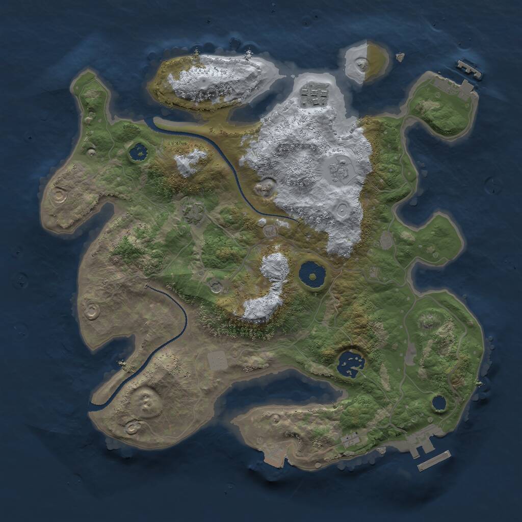 Rust Map: Procedural Map, Size: 3000, Seed: 461256, 8 Monuments