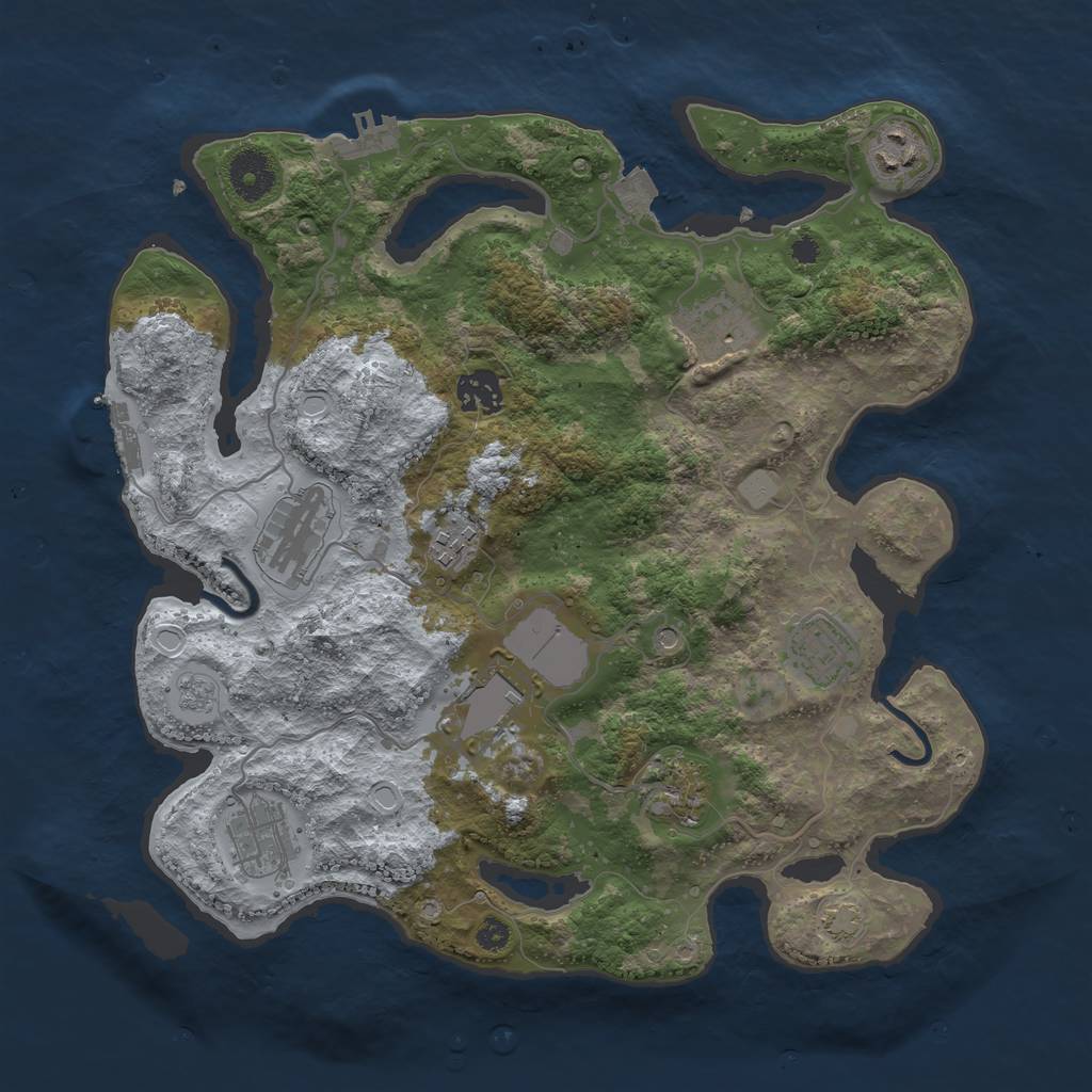 Rust Map: Procedural Map, Size: 3500, Seed: 1002894352, 17 Monuments