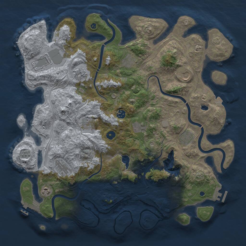 Rust Map: Procedural Map, Size: 4250, Seed: 52624574, 17 Monuments