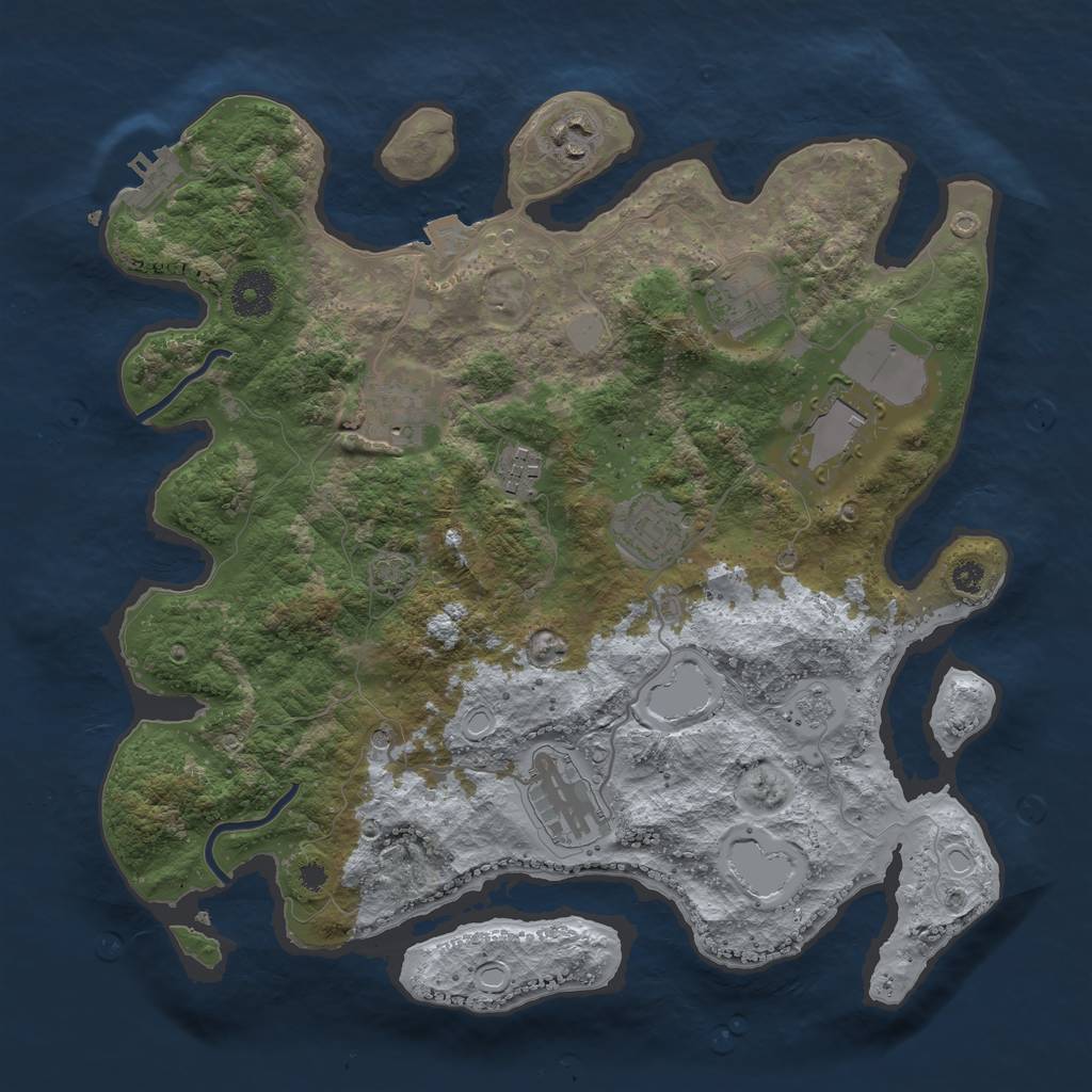 Rust Map: Procedural Map, Size: 3500, Seed: 1378194326, 14 Monuments