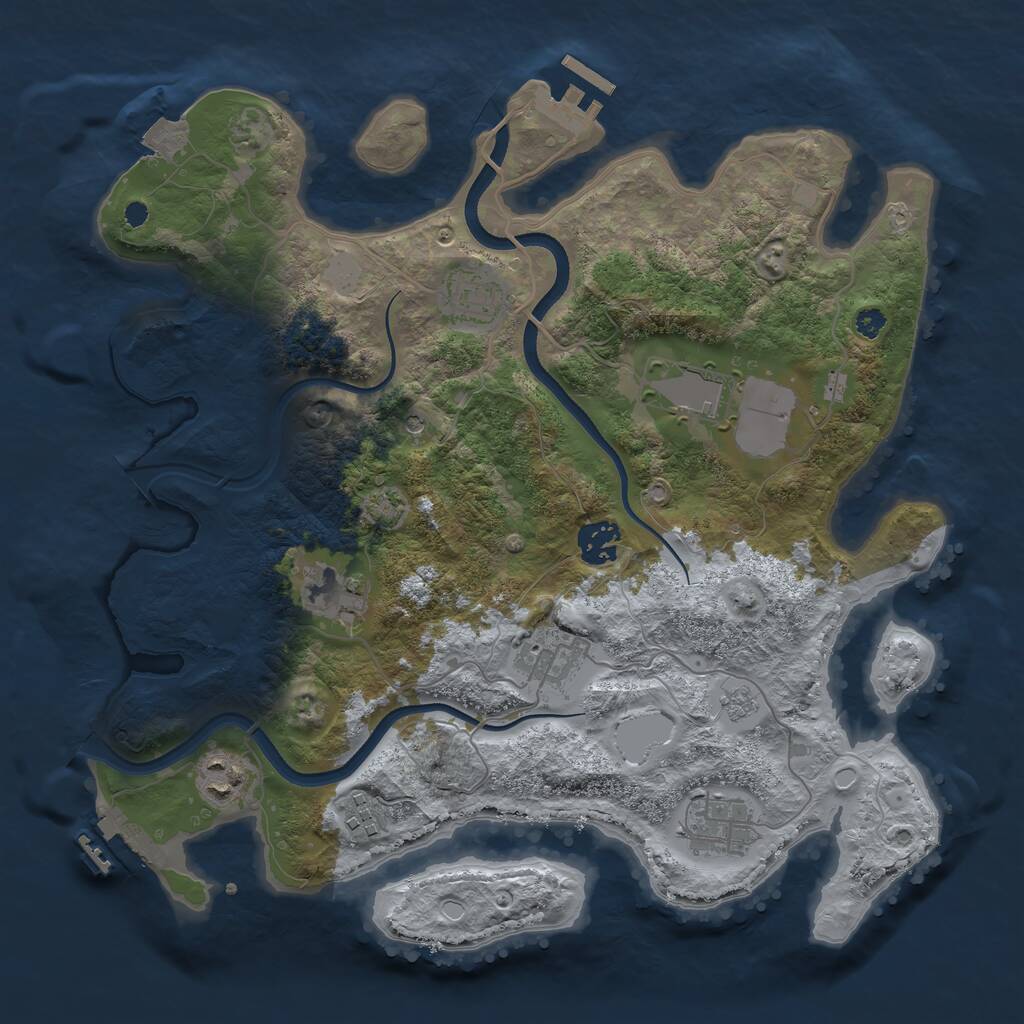 Rust Map: Procedural Map, Size: 3500, Seed: 1378194326, 14 Monuments