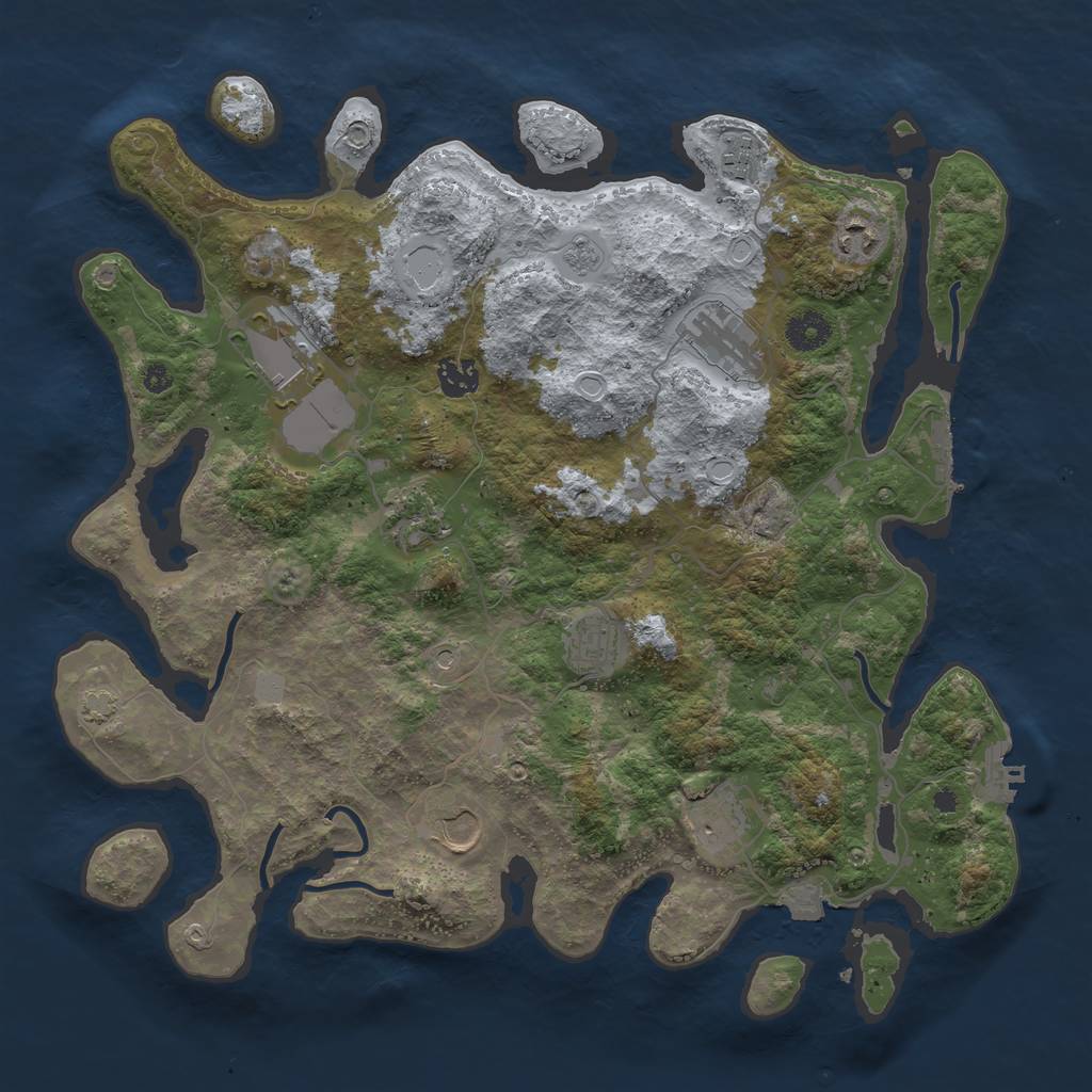 Rust Map: Procedural Map, Size: 3850, Seed: 825898912, 17 Monuments