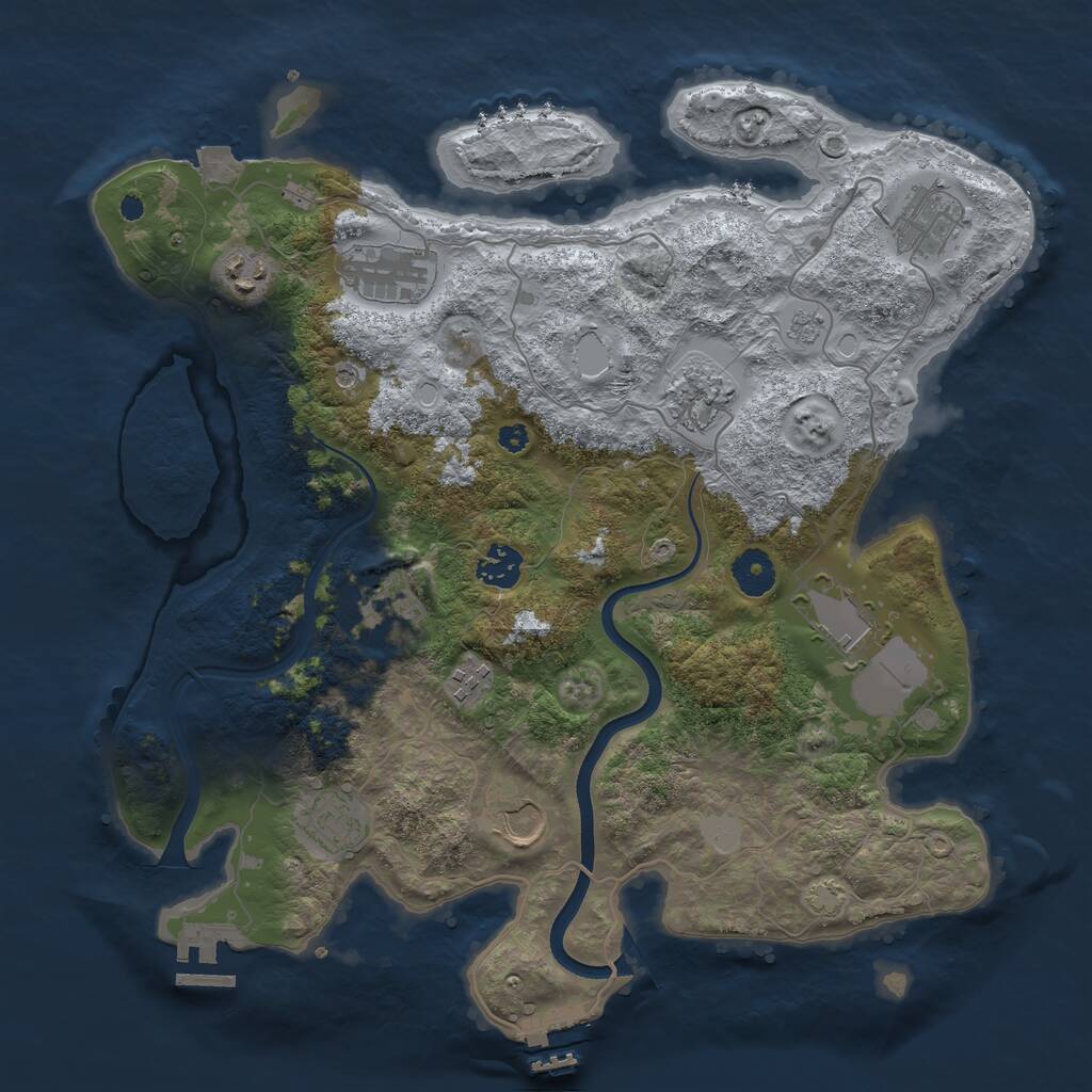 Rust Map: Procedural Map, Size: 3700, Seed: 602830854, 16 Monuments