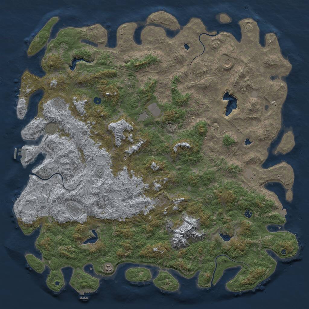 Rust Map: Procedural Map, Size: 6000, Seed: 1034653103, 17 Monuments