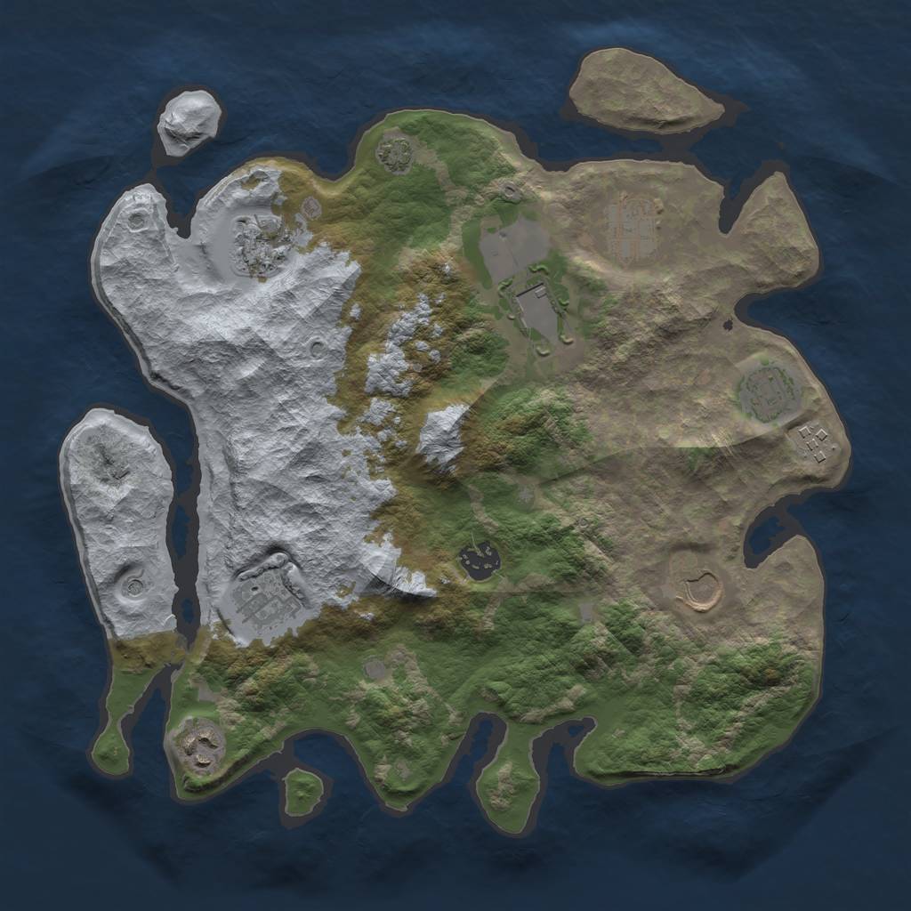 Rust Map: Barren, Size: 3500, Seed: 892341111, 13 Monuments