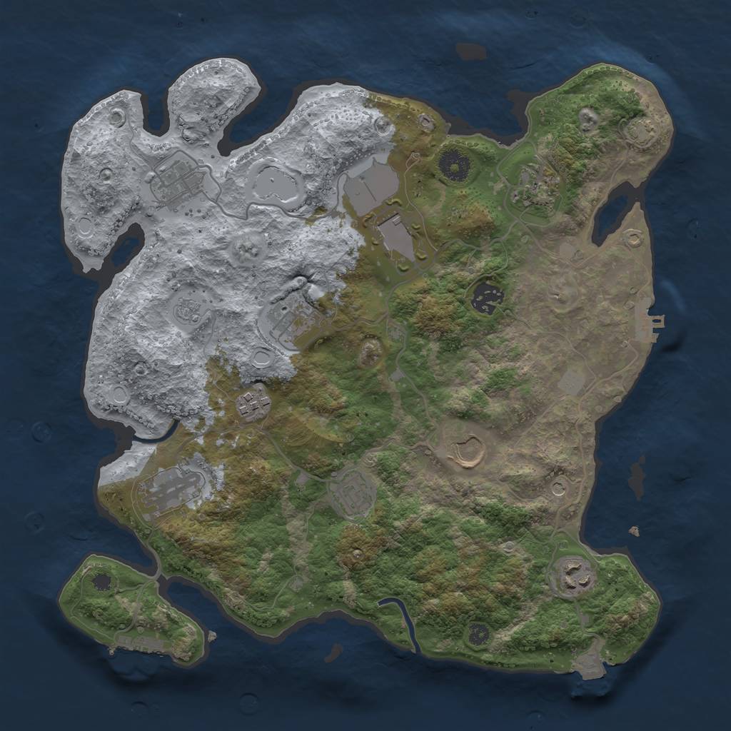 Rust Map: Procedural Map, Size: 3500, Seed: 5211444, 18 Monuments