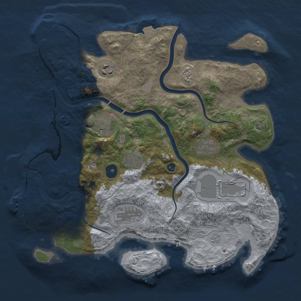 Rust Map: Procedural Map, Size: 3500, Seed: 196871032, 13 Monuments