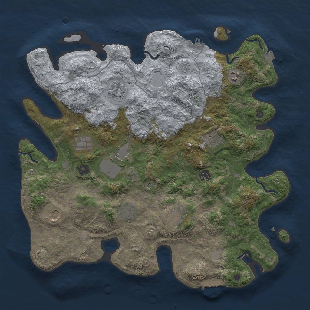 Rust Map: Procedural Map, Size: 4000, Seed: 886938938, 18 Monuments