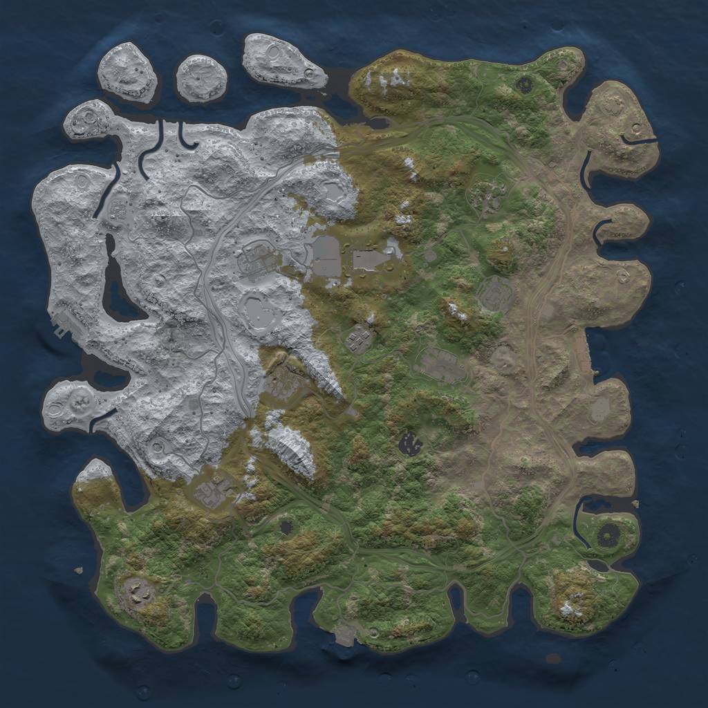 Rust Map: Procedural Map, Size: 4500, Seed: 1514510163, 18 Monuments