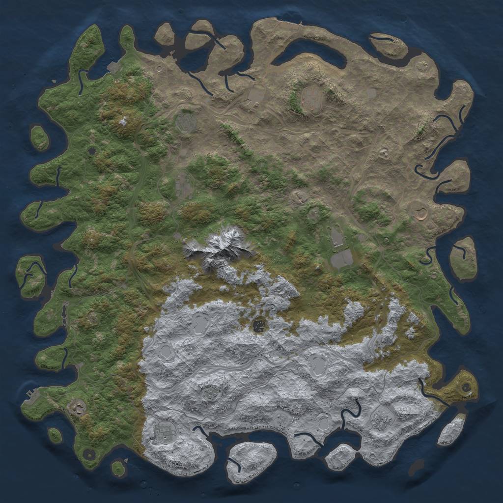 Rust Map: Procedural Map, Size: 6000, Seed: 411042667, 19 Monuments
