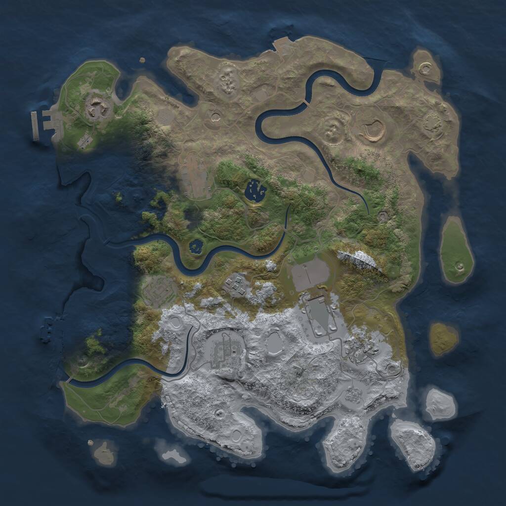 Rust Map: Procedural Map, Size: 3500, Seed: 1316305739, 15 Monuments