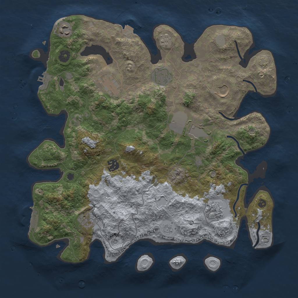 Rust Map: Procedural Map, Size: 3700, Seed: 897328545, 17 Monuments