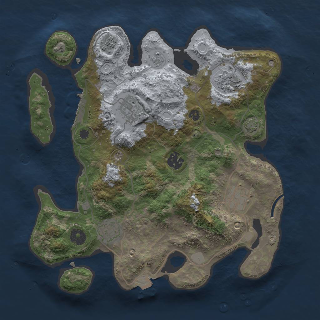Rust Map: Procedural Map, Size: 3000, Seed: 125377643, 13 Monuments