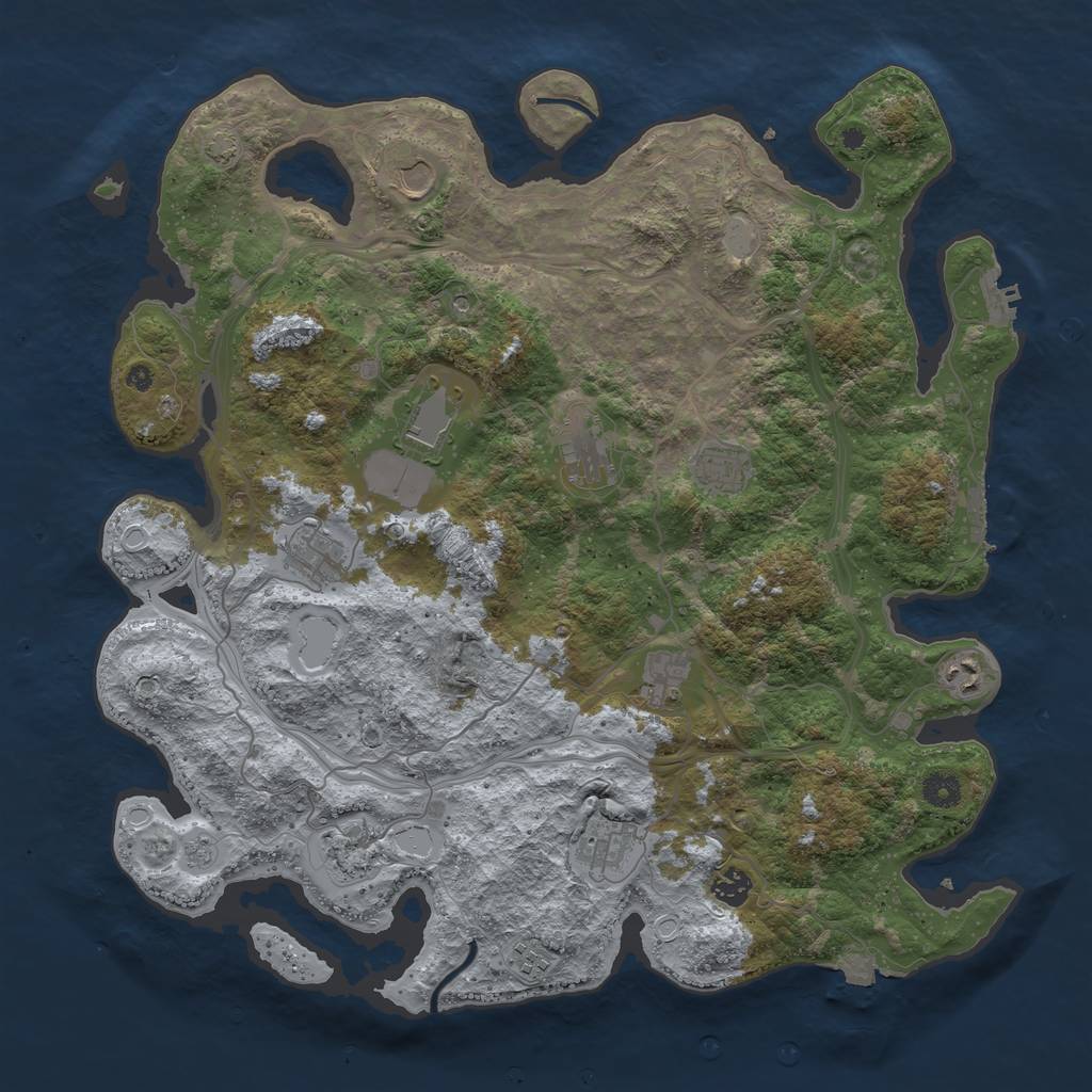 Rust Map: Procedural Map, Size: 4300, Seed: 51215075, 19 Monuments