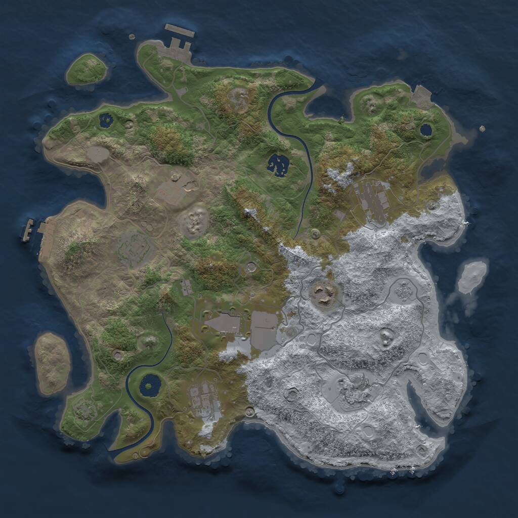 Rust Map: Procedural Map, Size: 3500, Seed: 1146609985, 14 Monuments