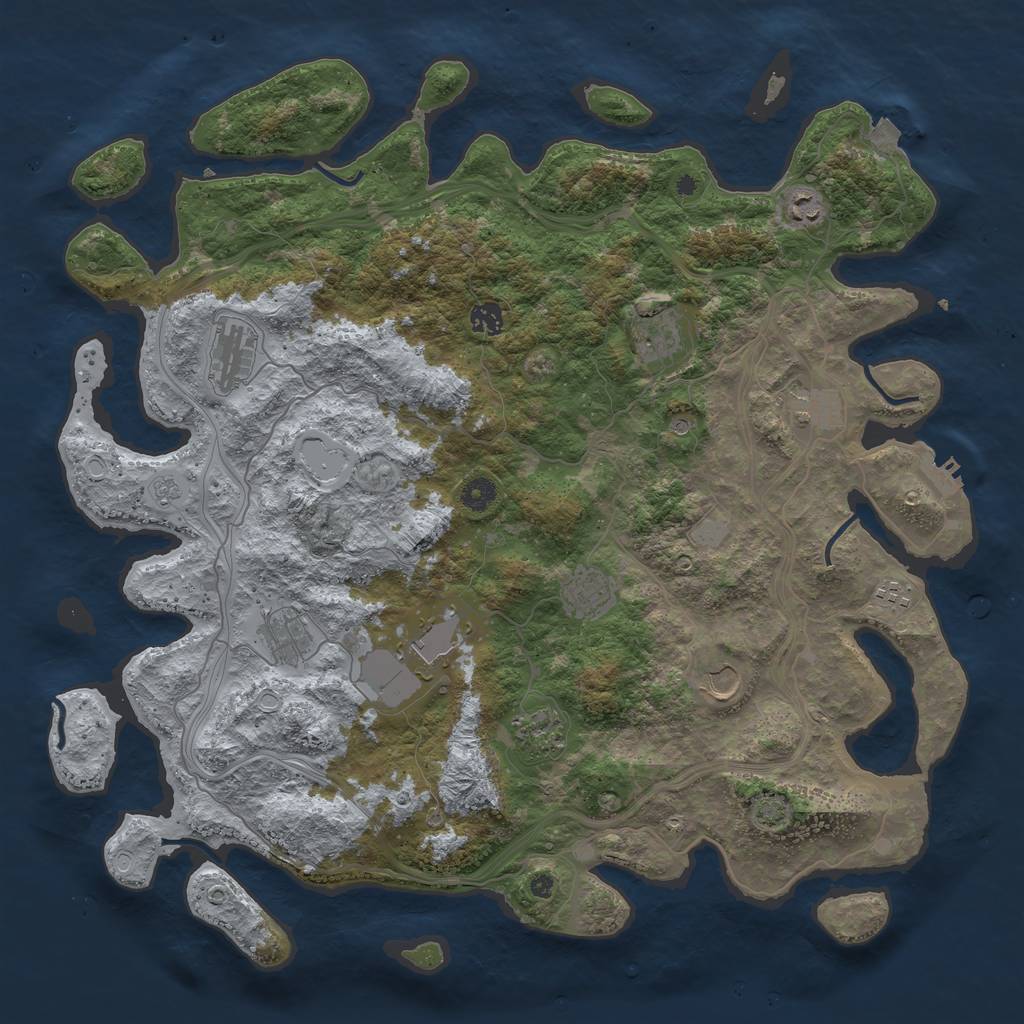 Rust Map: Procedural Map, Size: 4500, Seed: 1730, 18 Monuments